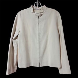 ‘S MaxMara Cream Collarless Zip Front Jacket Size 6